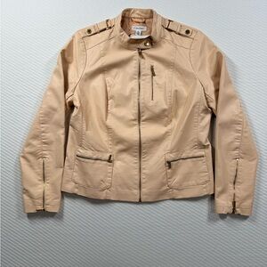 NWT Calvin Klein Large Rose Gold Faux Leather Jacket Y2K Preppy Chic Designer
